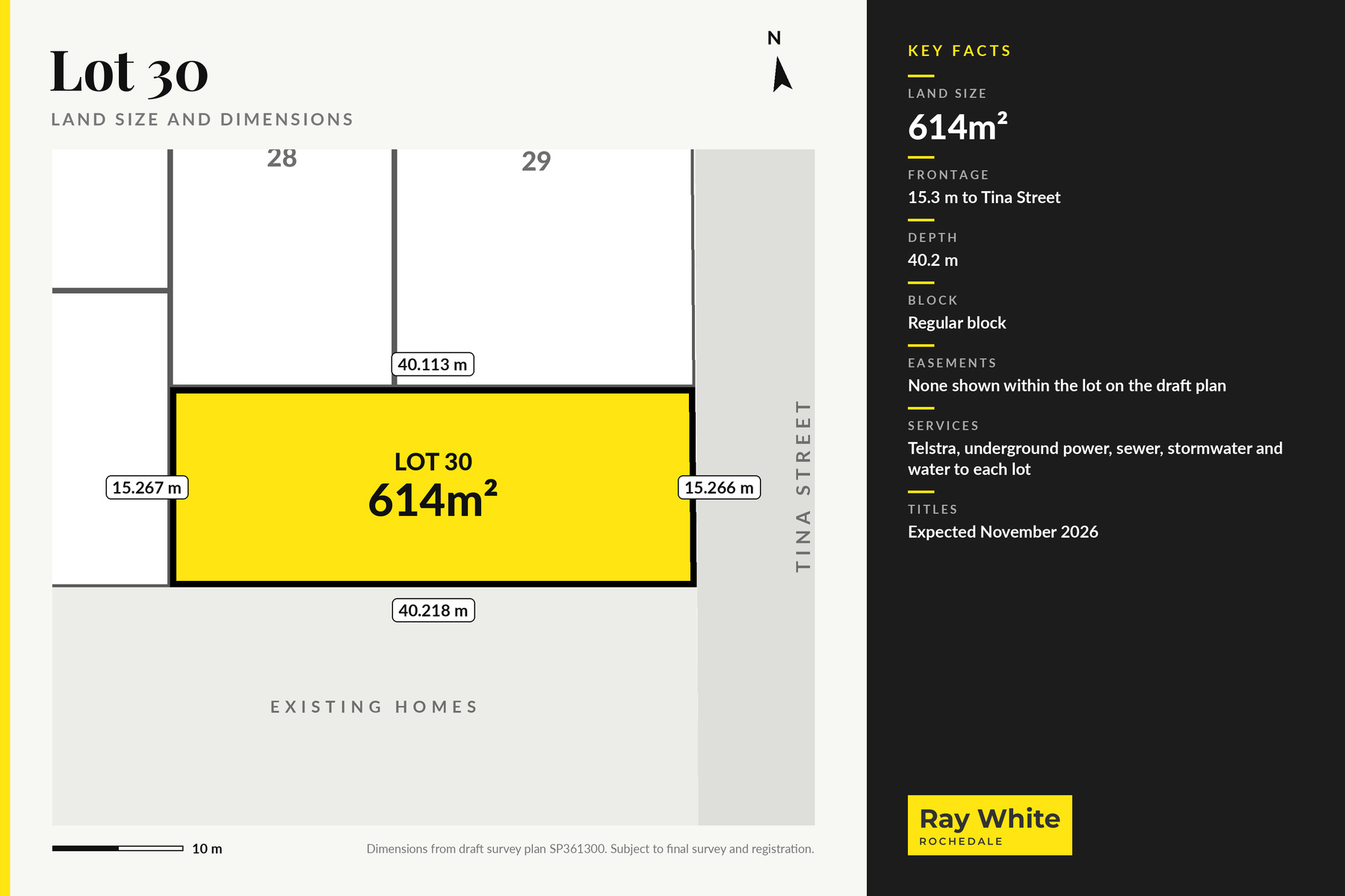 Lot 30 dimensions plan, 614m², Tina Street Redbank Plains
