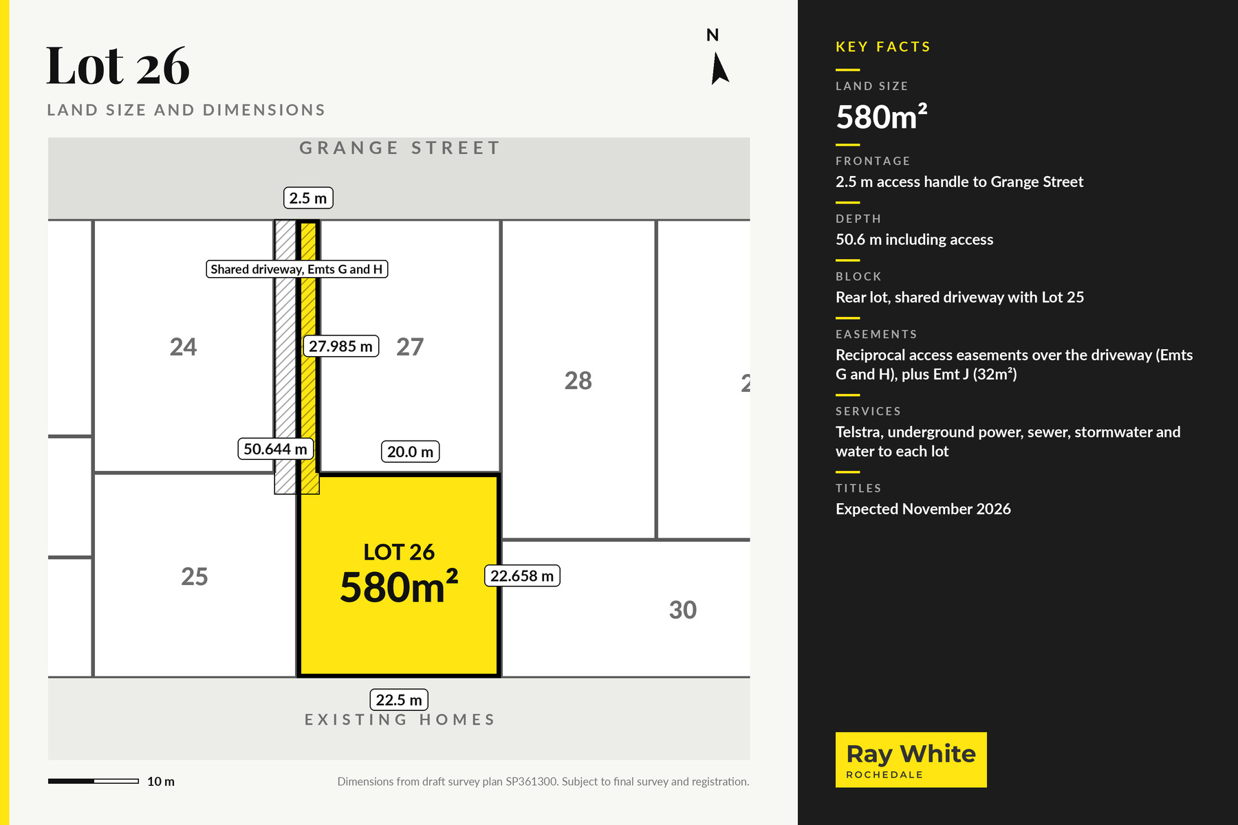 Lot 26 dimensions plan, 580m², Grange Street Redbank Plains
