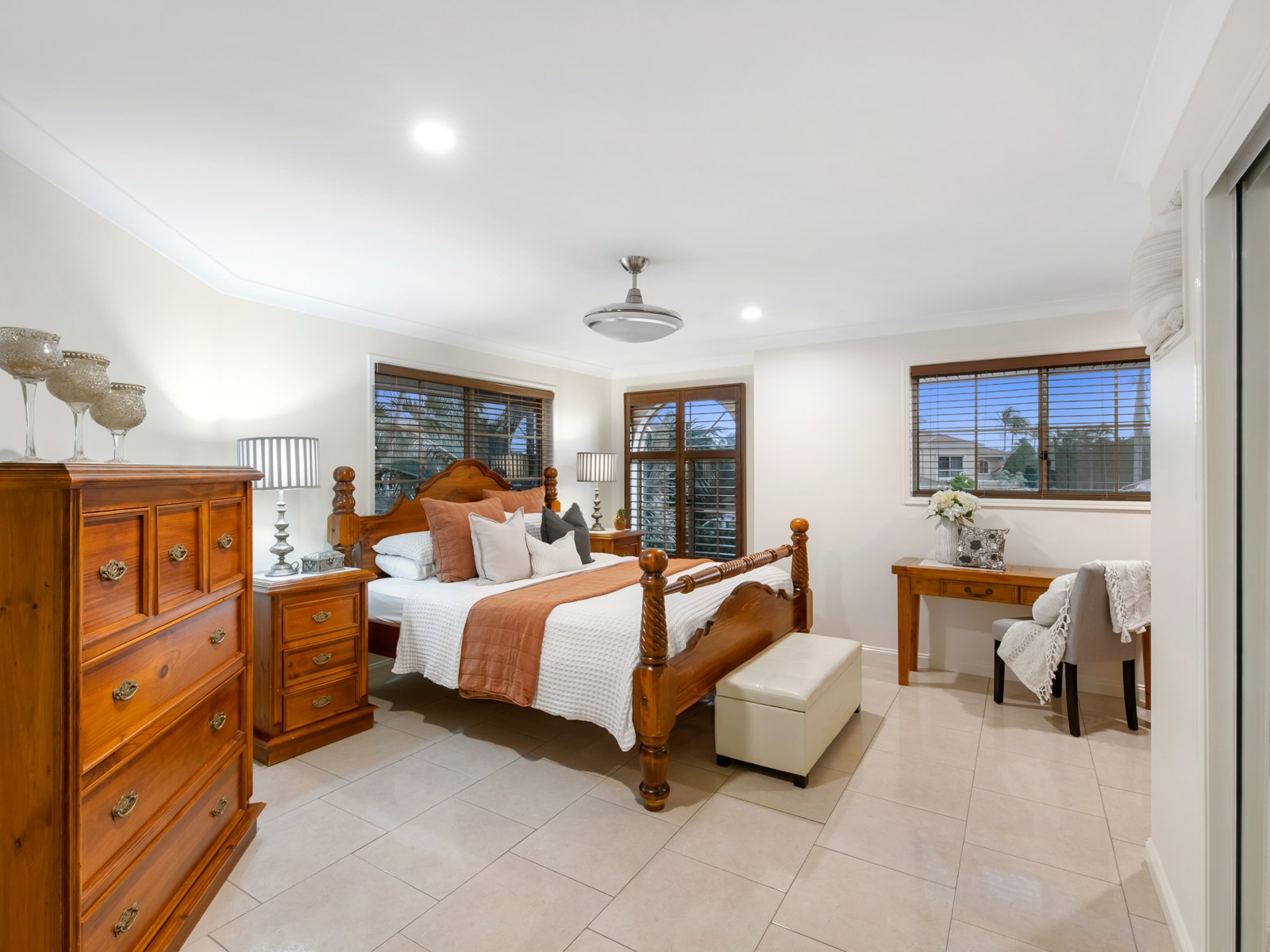 Master bedroom with plantation shutters