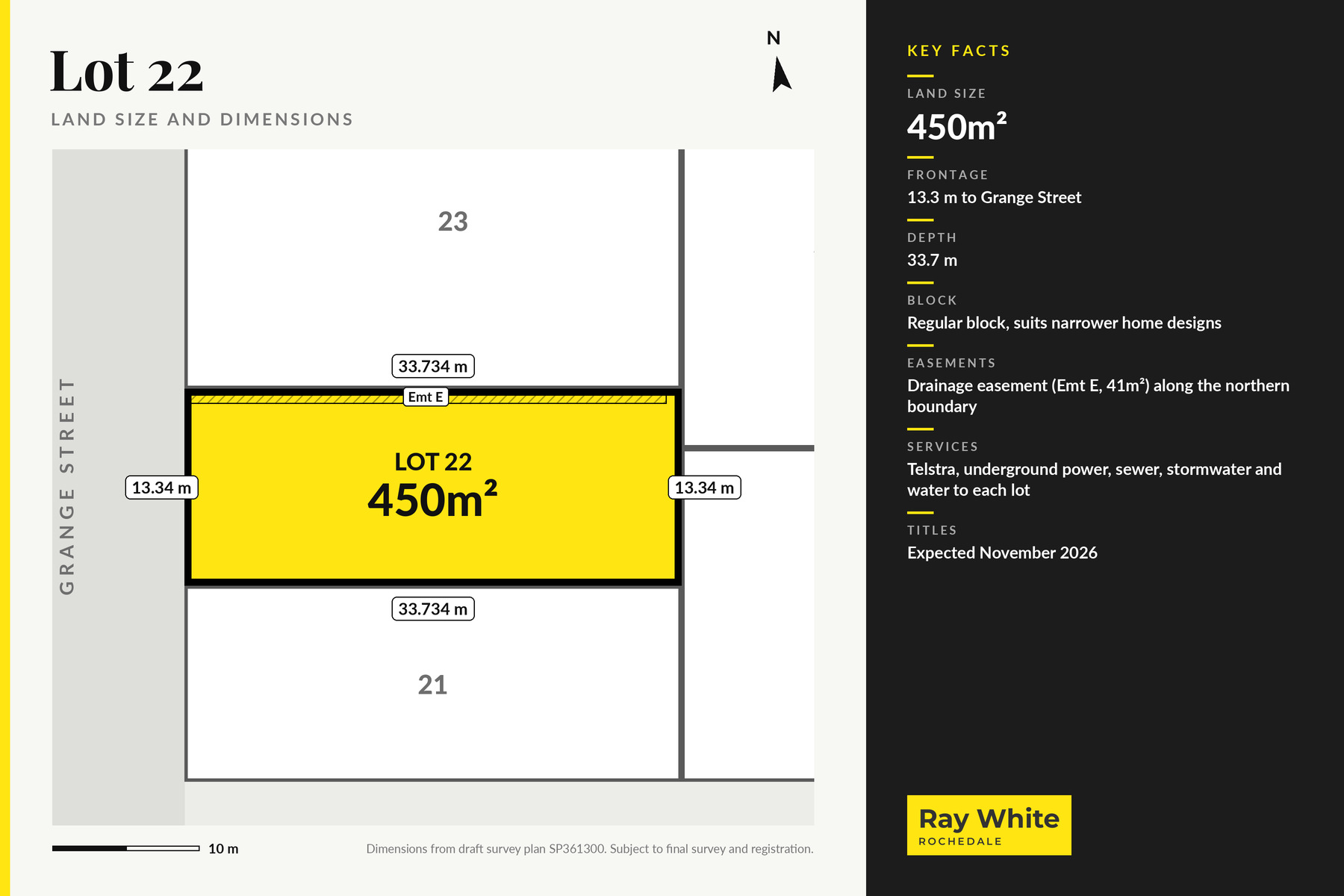 Lot 22 dimensions plan, 450m², Grange Street Redbank Plains