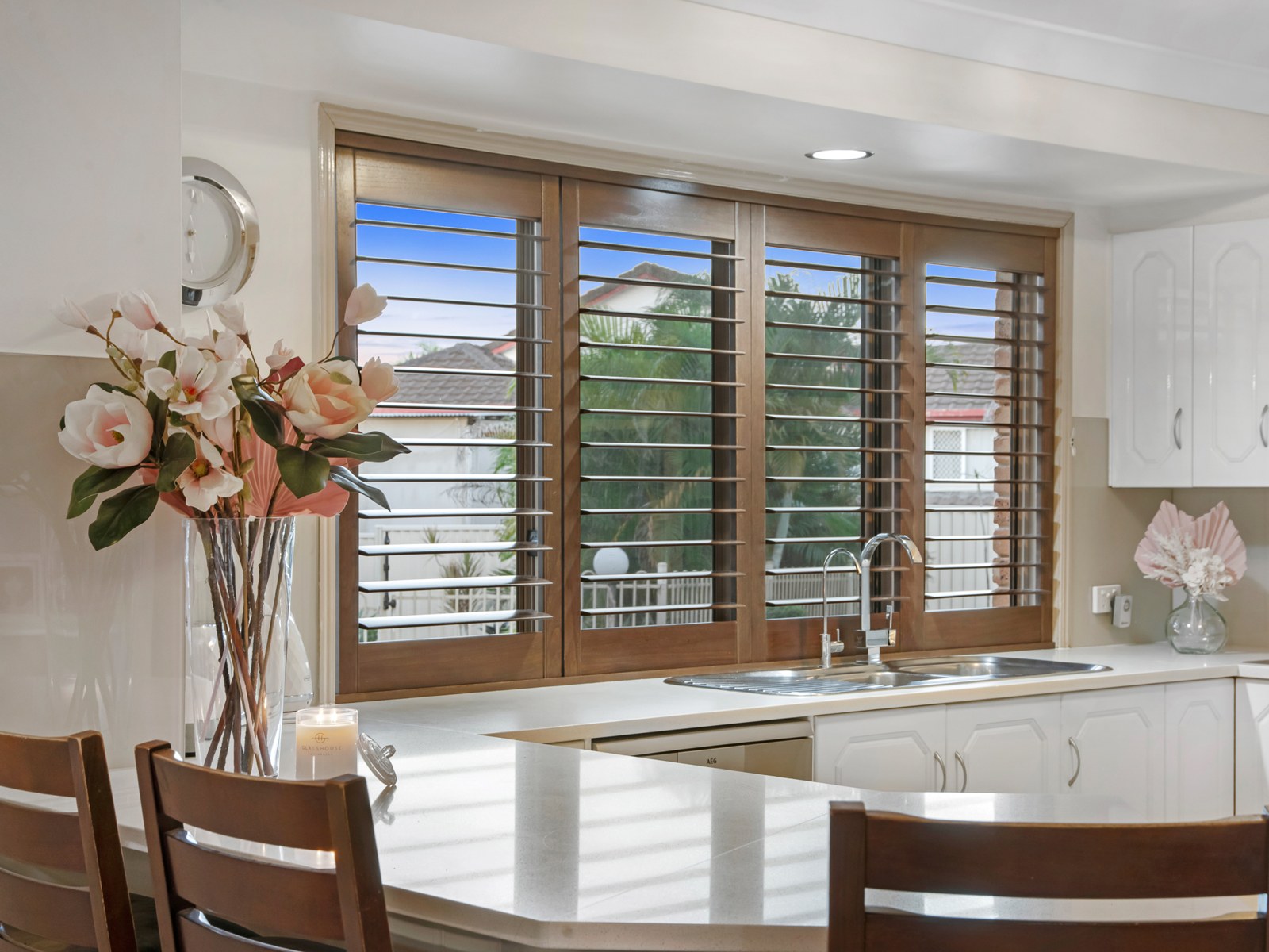 Rumpus room with plantation shutters