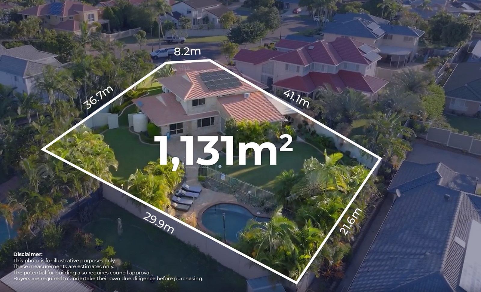 Aerial view showing the 1,131m² block