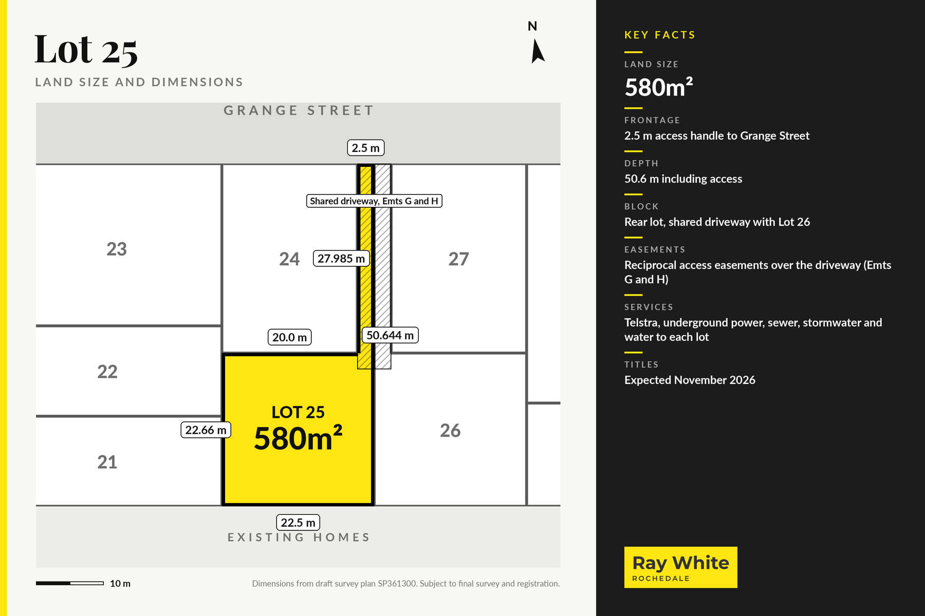 Lot 25 dimensions plan, 580m², Grange Street Redbank Plains