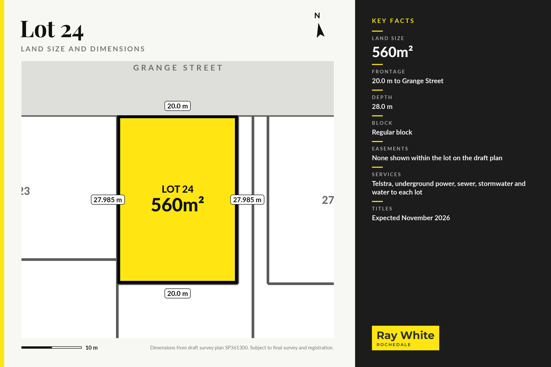 Lot 24 dimensions plan, 560m², Grange Street Redbank Plains
