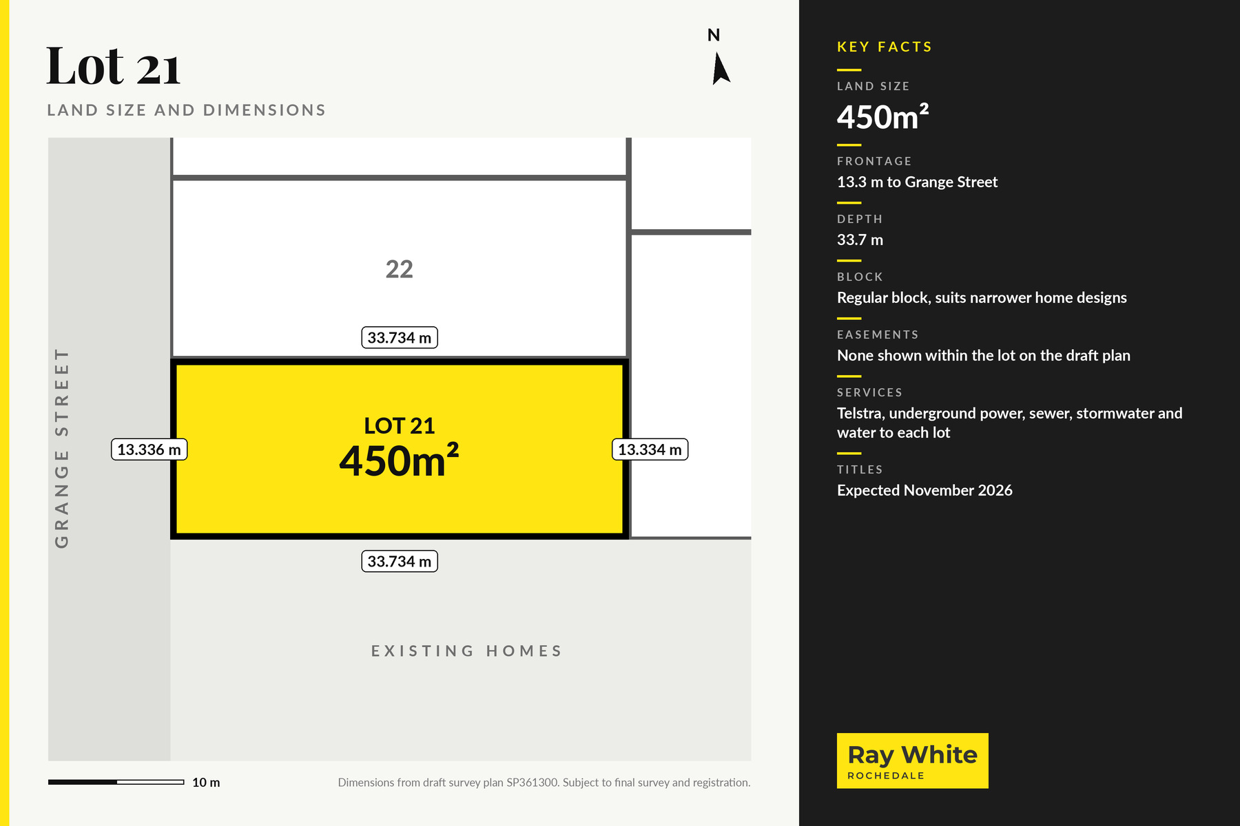 Lot 21 dimensions plan, 450m², Grange Street Redbank Plains