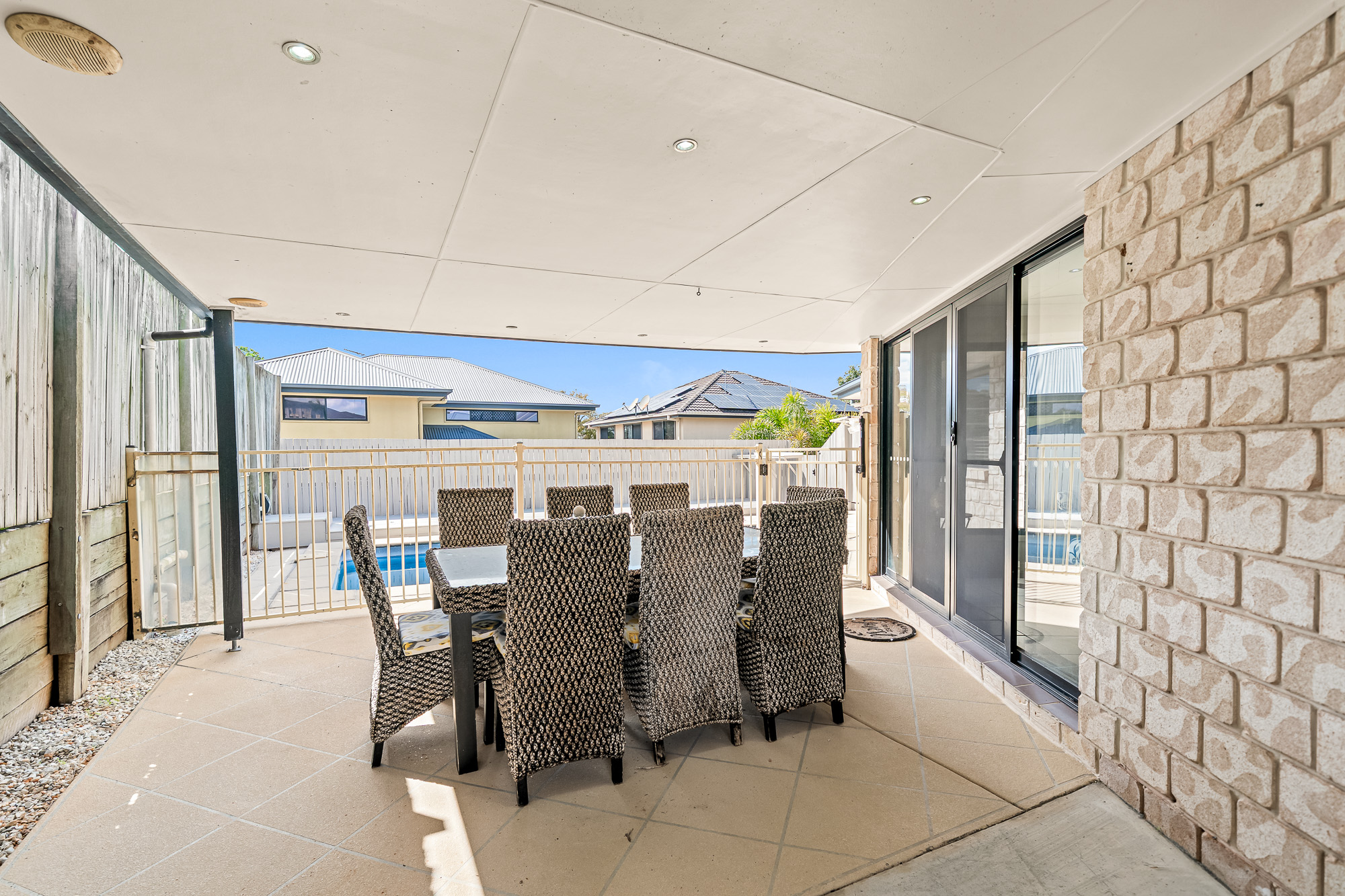Outdoor dining setting on the covered patio at 25 Keith Street, Kuraby