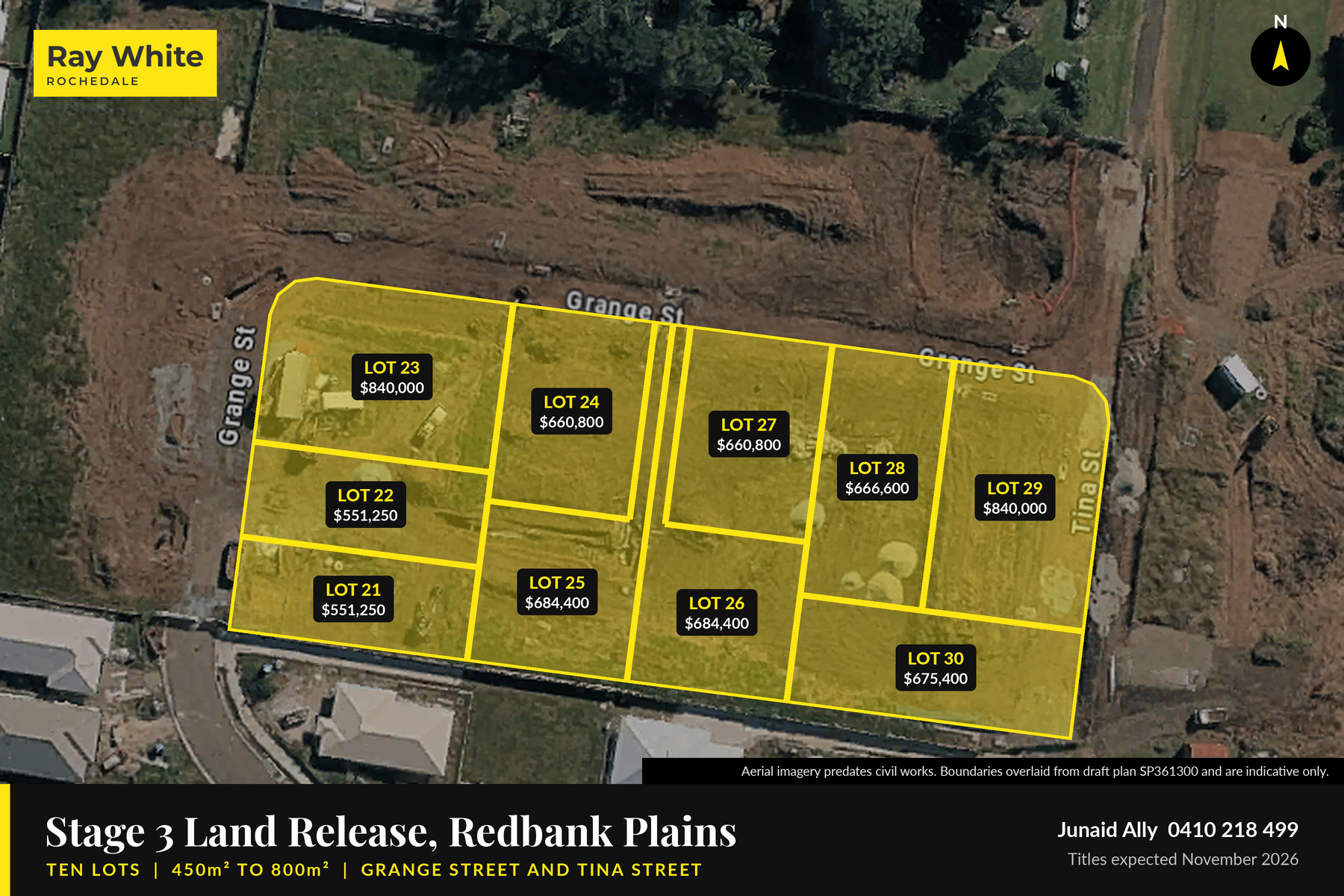 Stage 3 Redbank Plains estate aerial showing all ten lots