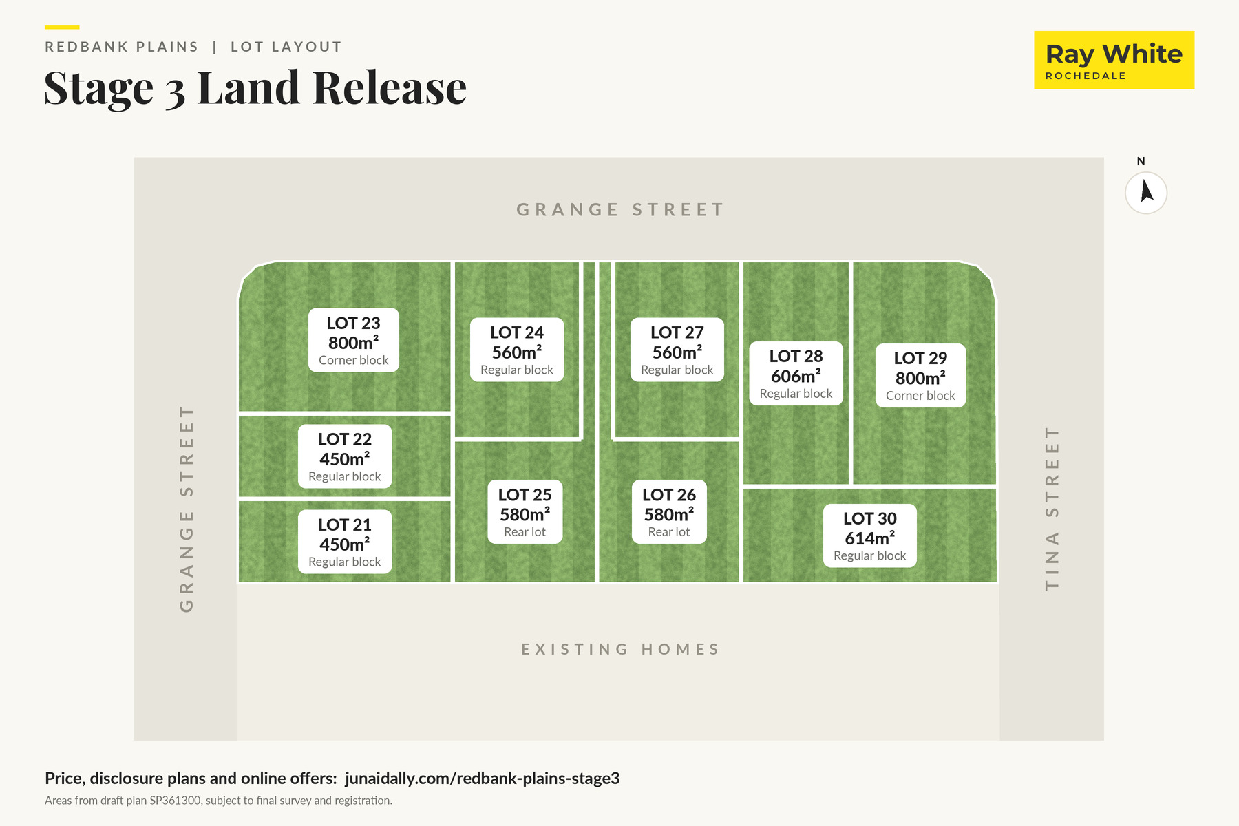 Stage 3 Redbank Plains estate layout plan showing lot numbers and sizes
